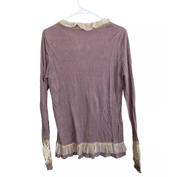 Anthropologie Hazel Boho Top Purple Floral Lace Button Up - Picture 2 of 6